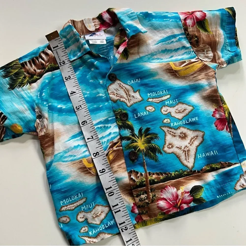 Rad Vintage 1990s Kid’s Two Piece Tropical Hawaiian Shirt and Shorts